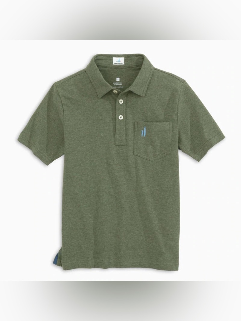 Johnnie-O Boys Original Heathered 2.0 Polo Shirt Olive Green Size 6